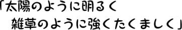 太陽のように明るく雑草のように強くたくましく
